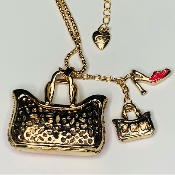 👠🆕 Betsey Johnson Style - Red Enamel Crystal Handbag with Charms - Picture 7 of 8